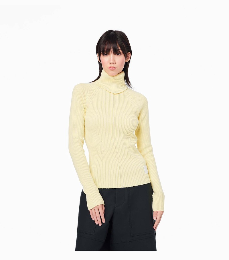 Women's Marc Jacobs Ribbed Turtleneck Sweater White | EAPRK-7635