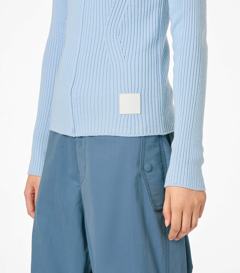 Women's Marc Jacobs Ribbed Turtleneck Sweater Blue | GBJYD-4792