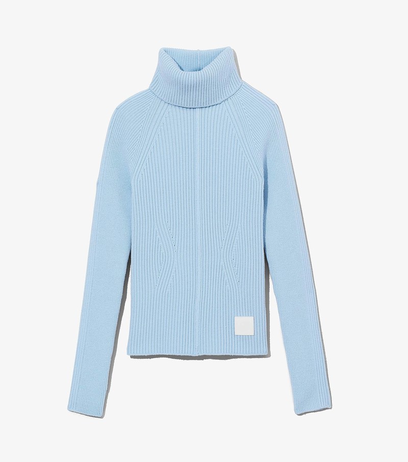 Women\'s Marc Jacobs Ribbed Turtleneck Sweater Blue | GBJYD-4792