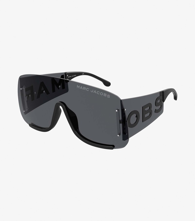 Women's Marc Jacobs Runway Monogram Shield Sunglasses Black | JFTMP-9138