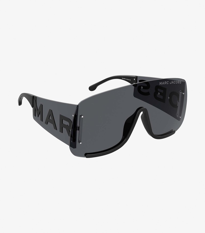 Women's Marc Jacobs Runway Monogram Shield Sunglasses Black | JFTMP-9138