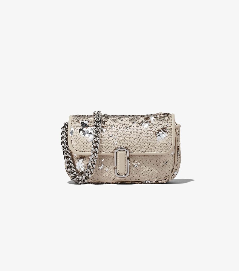 Women\'s Marc Jacobs Sequin J Marc Mini Bags Cream / Silver | JGNUP-6034