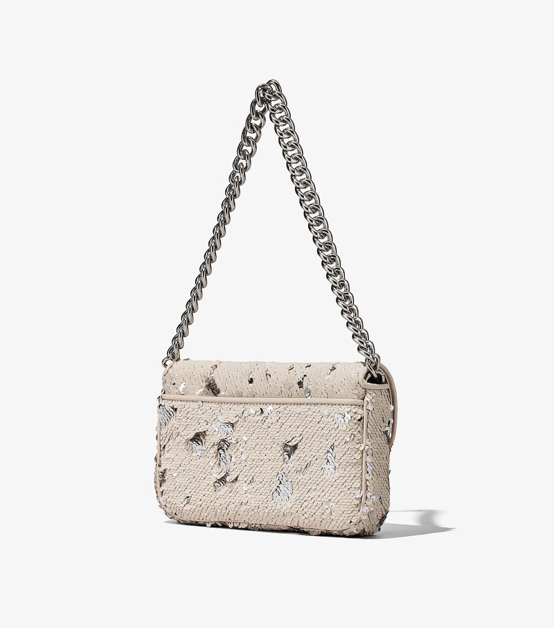 Women's Marc Jacobs Sequin J Marc Shoulder Bags Cream / Silver | PWXME-5234