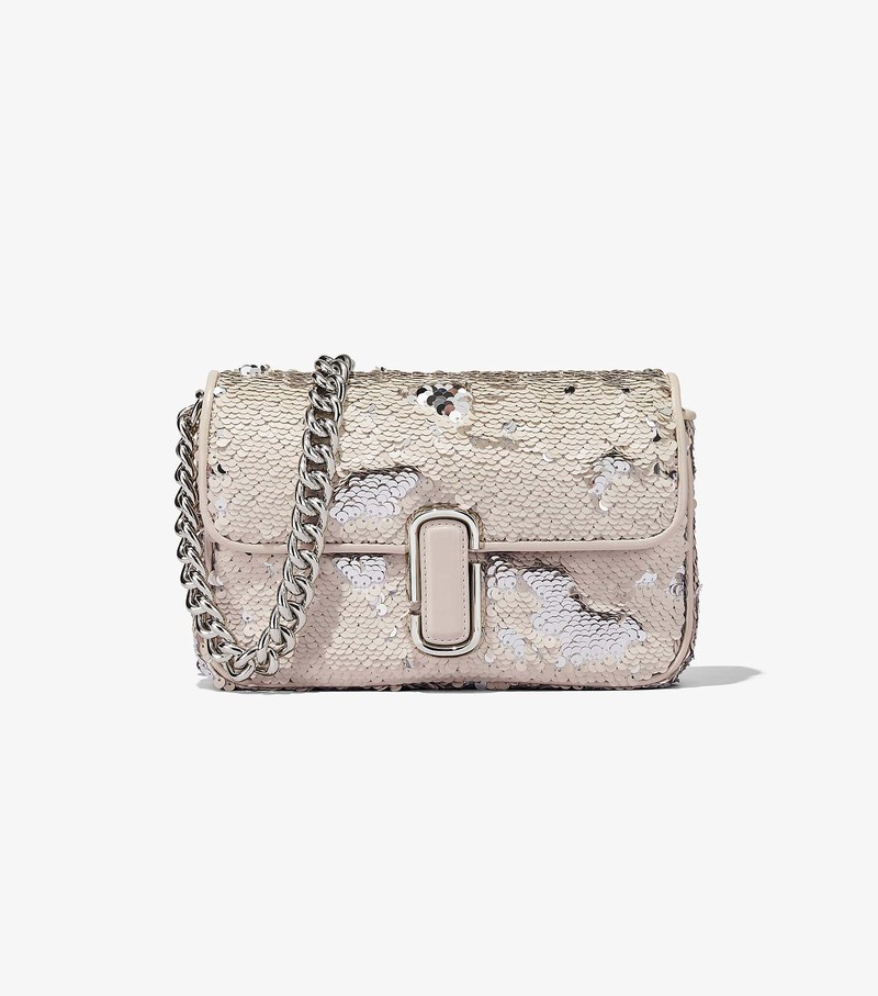 Women\'s Marc Jacobs Sequin J Marc Shoulder Bags Cream / Silver | PWXME-5234