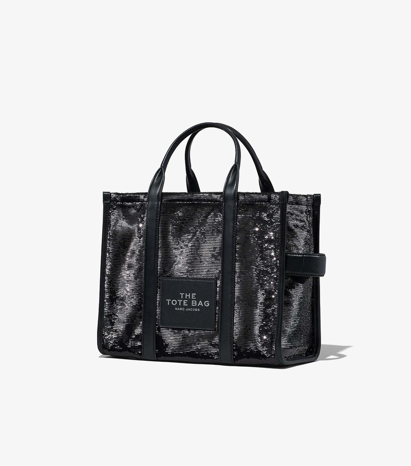 Women's Marc Jacobs Sequin Medium Tote Bags Black | BVMDQ-8293