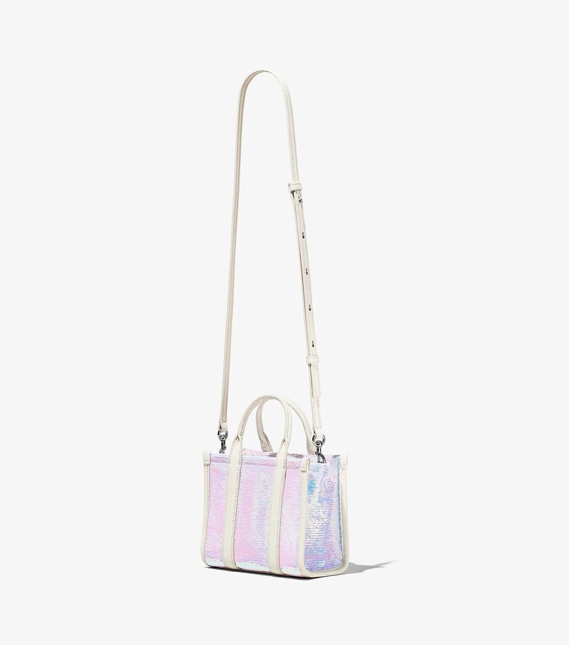 Marc Jacobs The Crinkle Leather Micro Tote In Pink & Purple