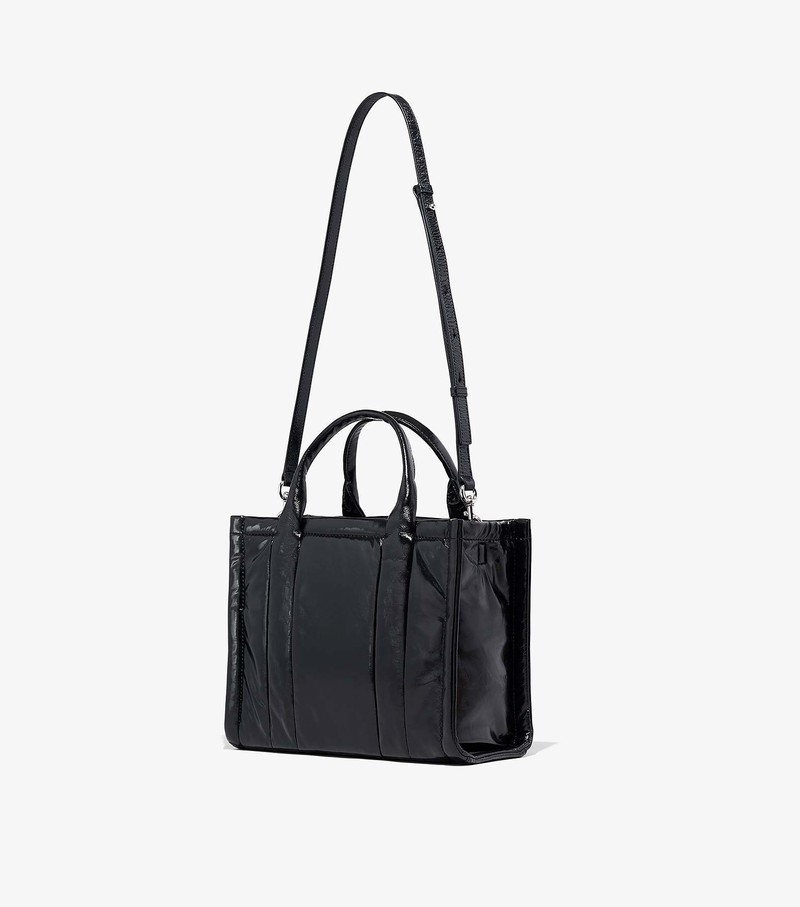 Women's Marc Jacobs Shiny Crinkle Medium Tote Bags Black | XLBWE-7542