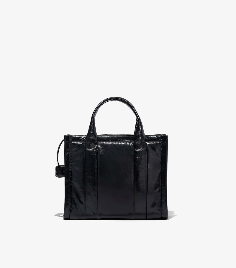 Women's Marc Jacobs Shiny Crinkle Medium Tote Bags Black | XLBWE-7542