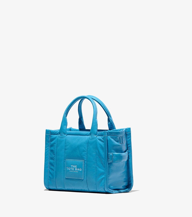 Women's Marc Jacobs Shiny Crinkle Mini Tote Bags Blue | IYUNC-1236