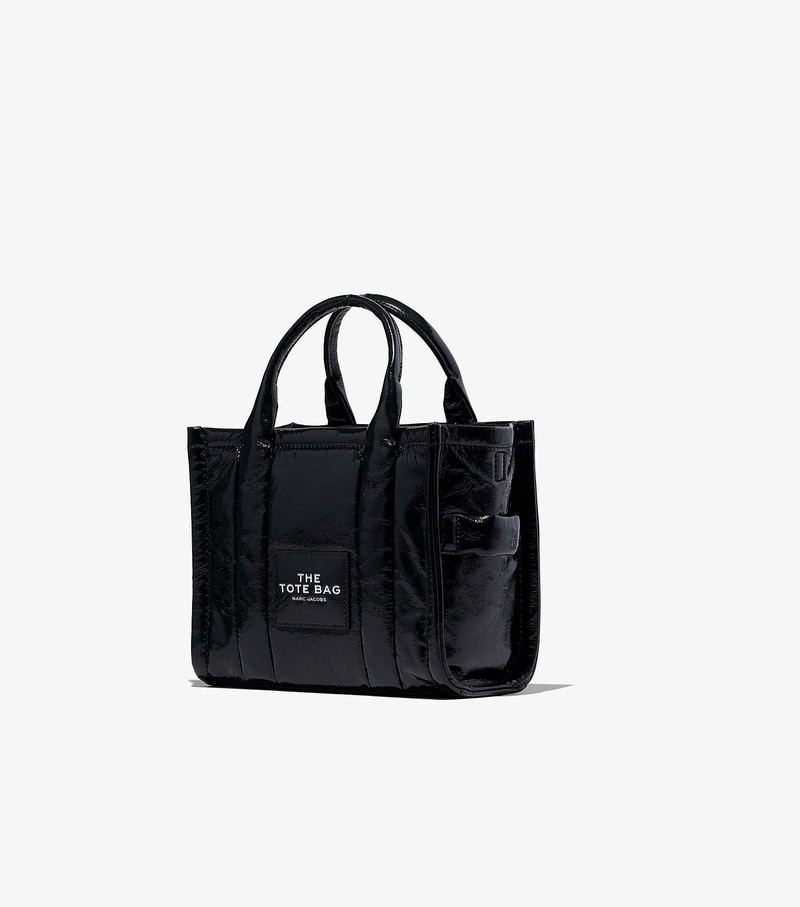 Women's Marc Jacobs Shiny Crinkle Mini Tote Bags Black | LCFZA-9804