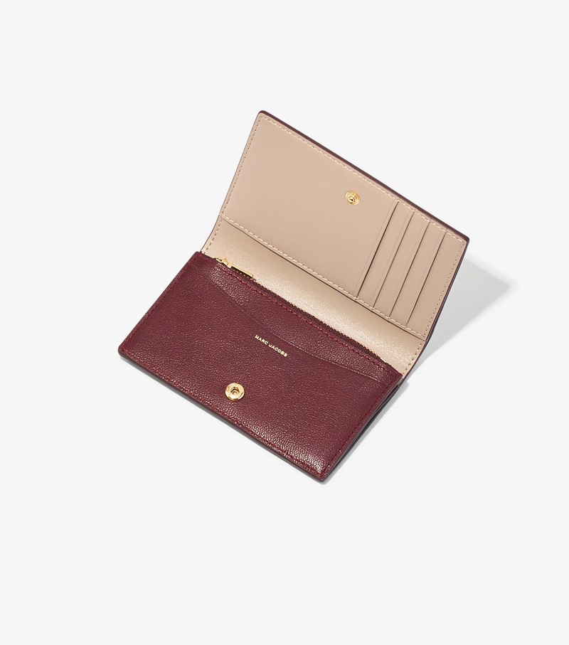 Women's Marc Jacobs Slim 84 Bifold Small Wallets Burgundy | FPLHA-7035