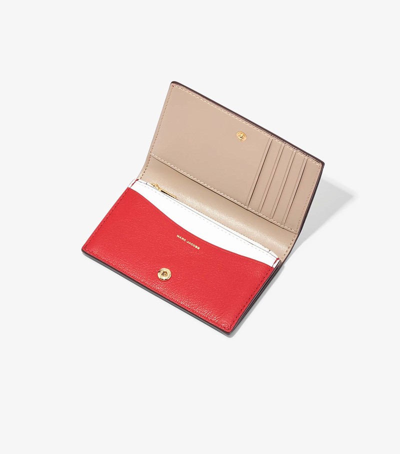 Women's Marc Jacobs Slim 84 Colorblock Bifold Small Wallets Red | WDLNB-7901