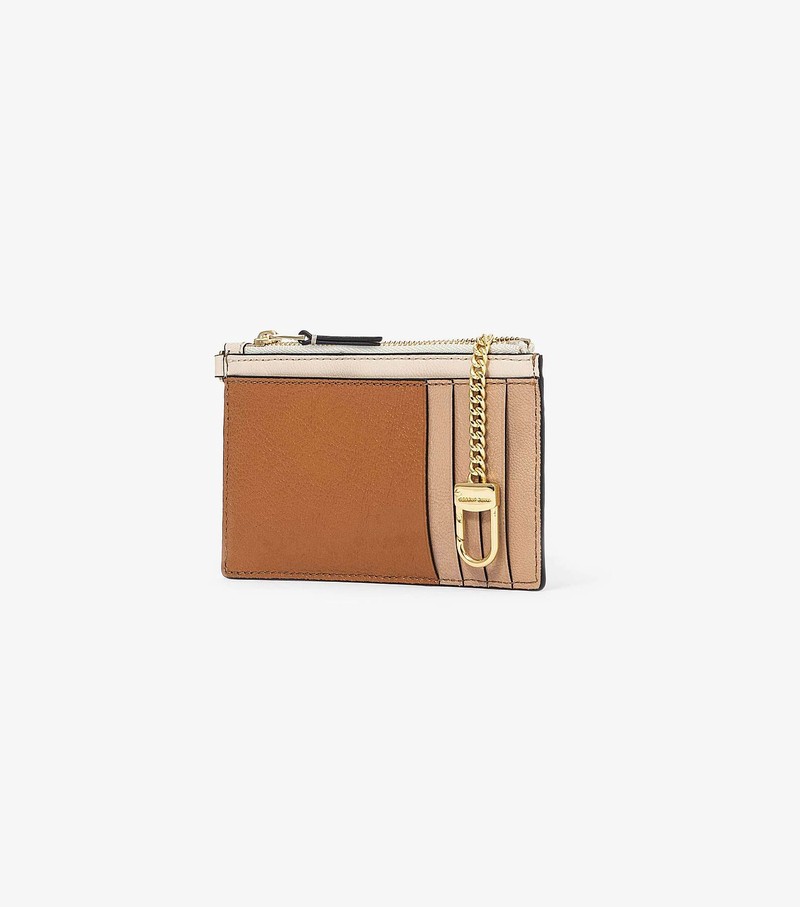 Women's Marc Jacobs Slim 84 Colorblock Top Zip Wristlet Small Wallets Brown | OVQFC-5680