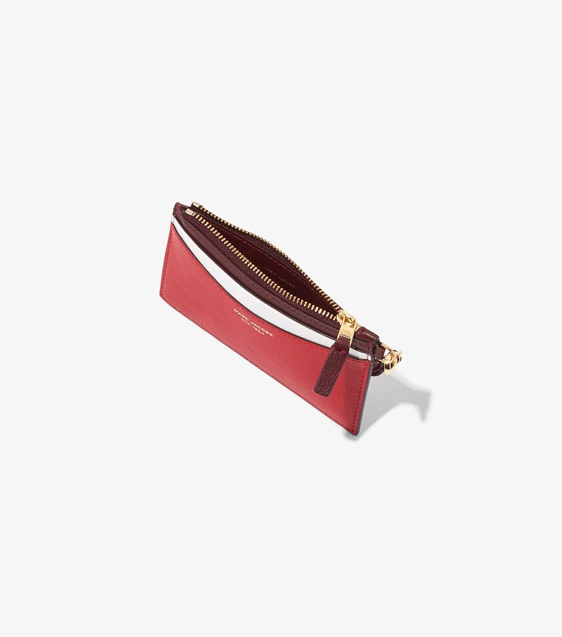 Women's Marc Jacobs Slim 84 Colorblock Top Zip Wristlet Small Wallets Red | RAGVY-0147