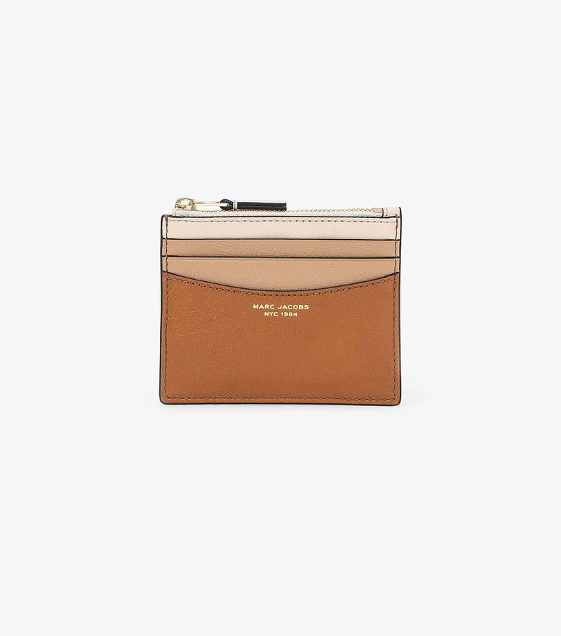 Women\'s Marc Jacobs Slim 84 Colorblock Zip Card Case Brown | NOGXB-2365