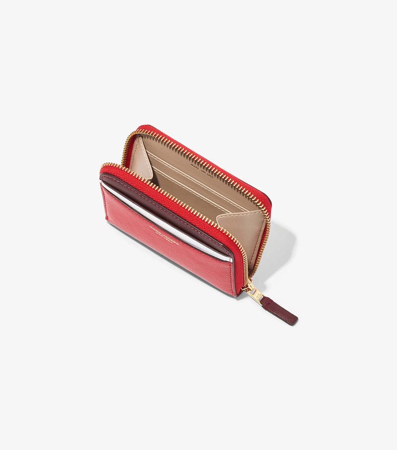 Women's Marc Jacobs Slim 84 Colorblock Zip Around Small Wallets Red | VXSGE-8165