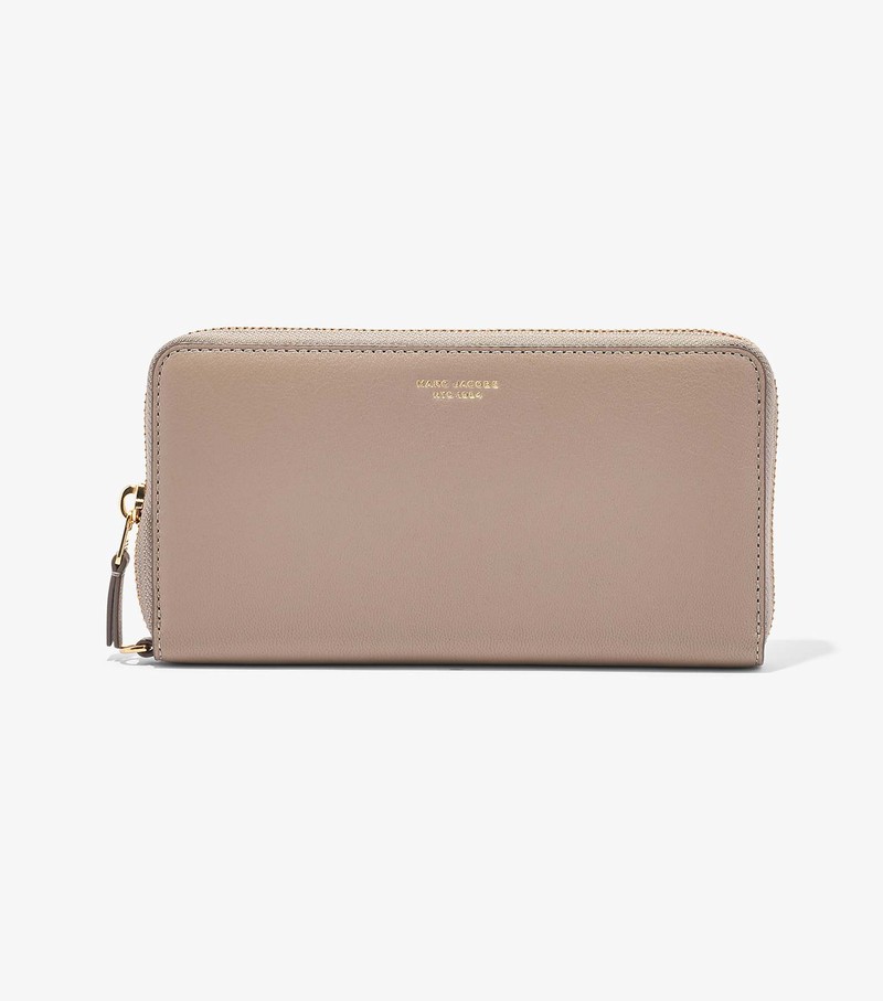 Women's Marc Jacobs Slim 84 Continental Wristlet Large Wallets Beige | DOXGW-7832