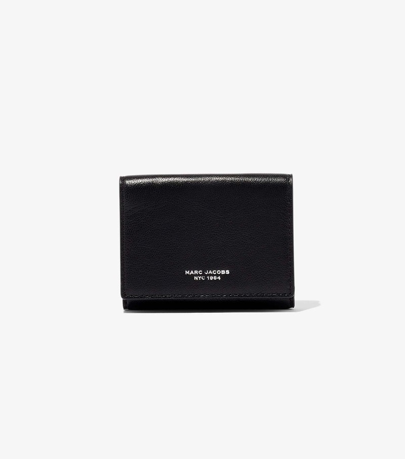 Women\'s Marc Jacobs Slim 84 Medium Trifold Large Wallets Black | YKSRZ-3014