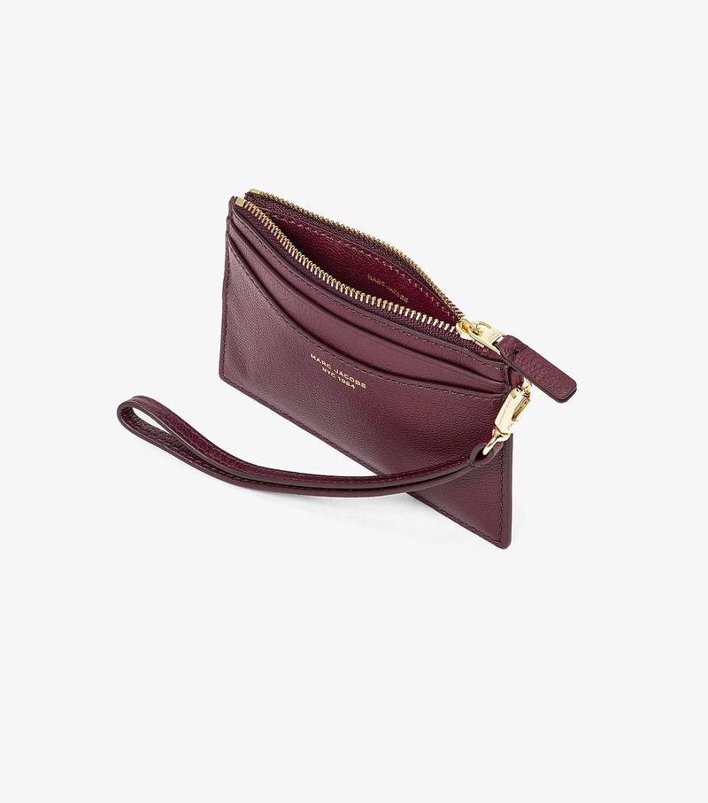 Women's Marc Jacobs Slim 84 Top Zip Wristlet Small Wallets Burgundy | IBDZL-4270