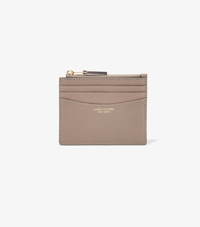 Women\'s Marc Jacobs Slim 84 Zip Card Case Beige | QLRNE-0743