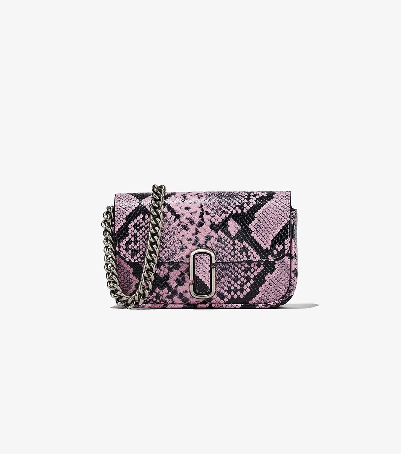 Women\'s Marc Jacobs Snake-Embossed J Marc Mini Shoulder Bags Purple / Black | BNLDI-2614