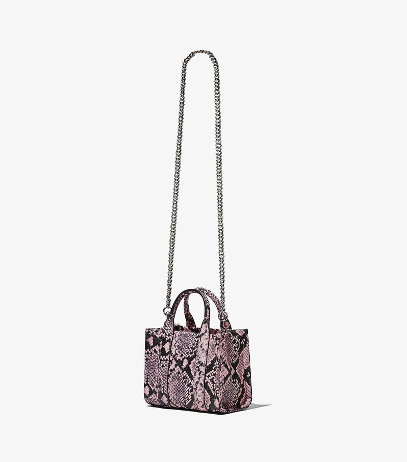 Women's Marc Jacobs Snake-Embossed Micro Tote Bags Purple / Black | CEUWT-7394