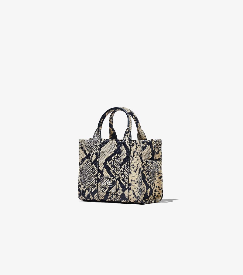 Women's Marc Jacobs Snake-Embossed Micro Tote Bags Black / White | WCNSY-4825