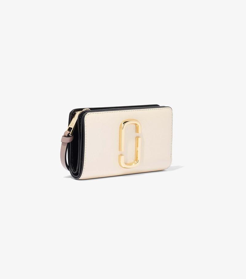 Women's Marc Jacobs Snapshot Compact Large Wallets Black / White | DISZT-5789