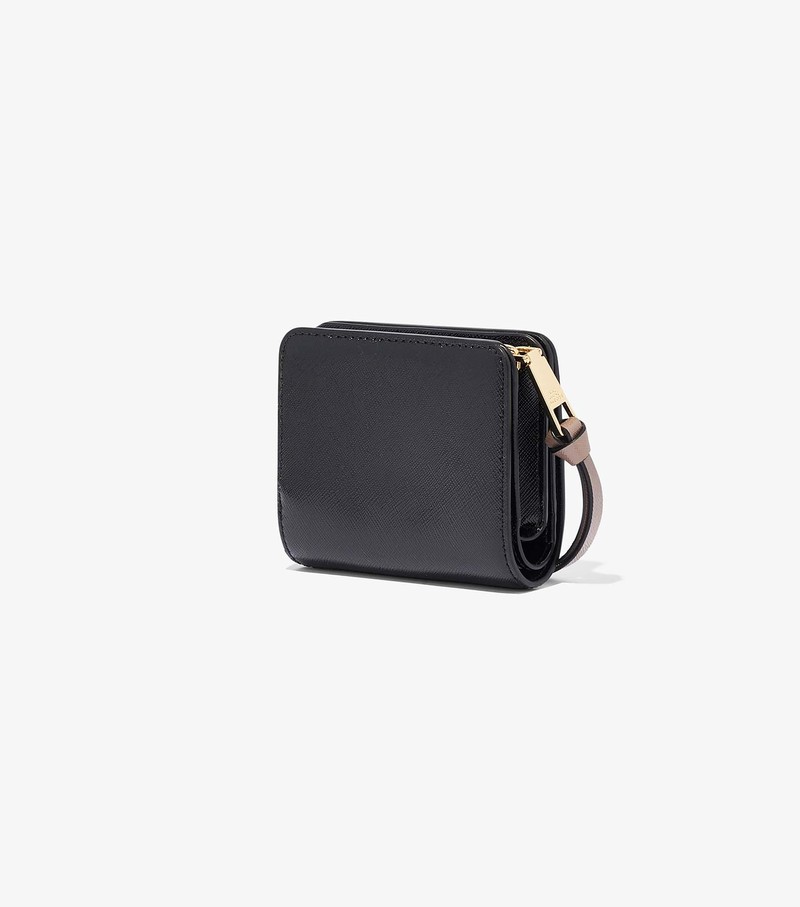 Women's Marc Jacobs Snapshot Mini Compact Small Wallets Black / White | UASGT-5304