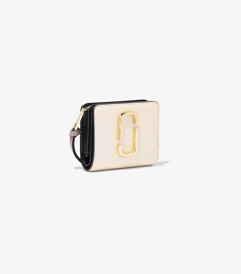 Women's Marc Jacobs Snapshot Mini Compact Small Wallets Black / White | UASGT-5304