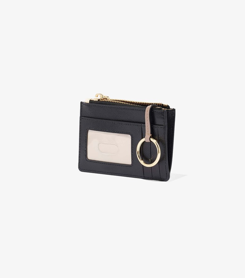 Women's Marc Jacobs Snapshot Top Zip Multi Small Wallets Black / White | IADKC-3026