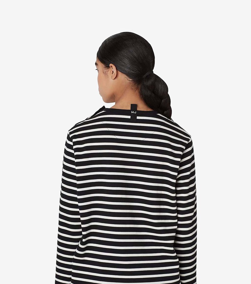 Women's Marc Jacobs Striped T Shirts Black / White | UAHMP-7904