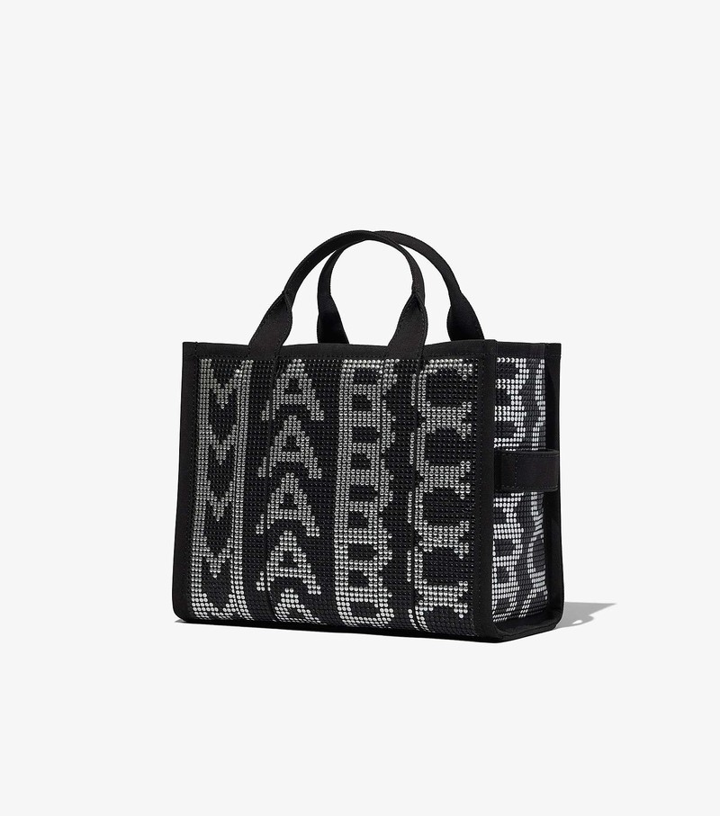 Women's Marc Jacobs Studded Monogram Medium Tote Bags Black / White | OFYKP-0615