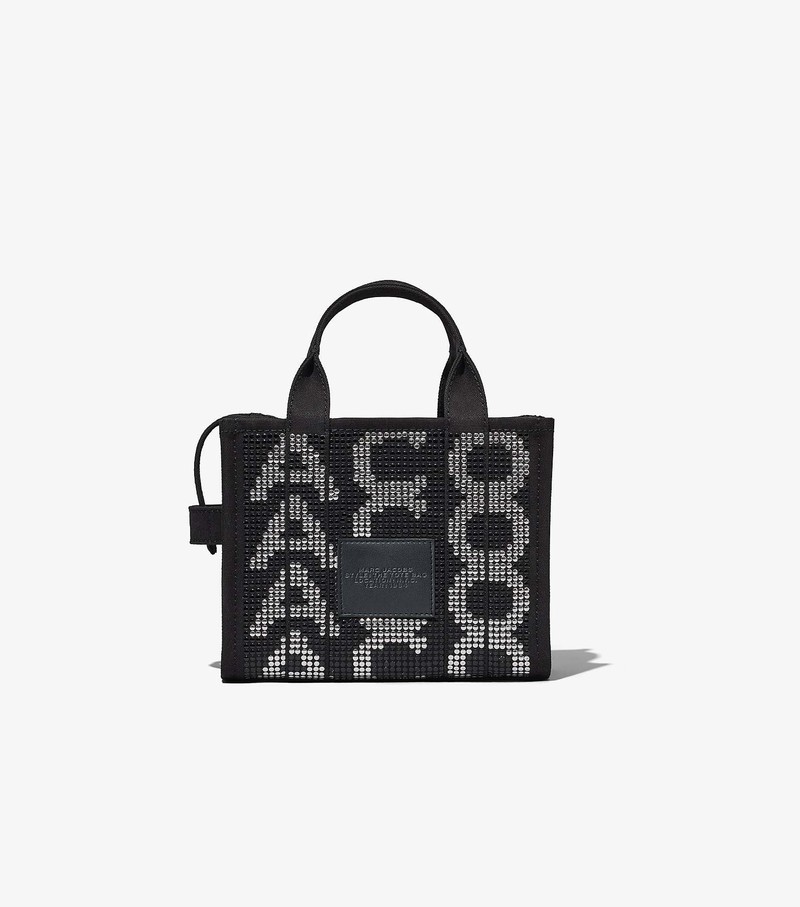 Women's Marc Jacobs Studded Monogram Mini Tote Bags Black / White | RLCDN-7094