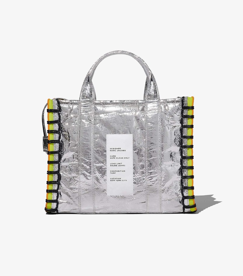 Women's Marc Jacobs Tarp Medium Tote Bags Silver | LXBZO-5684