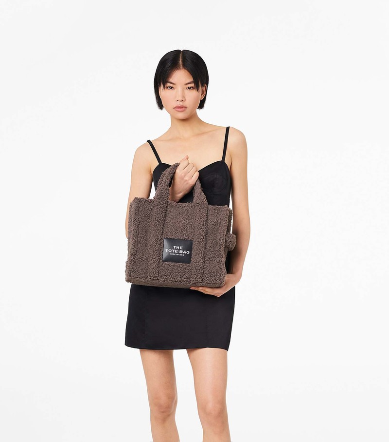 Women's Marc Jacobs Teddy Medium Tote Bags Coffee | FMZNO-5718