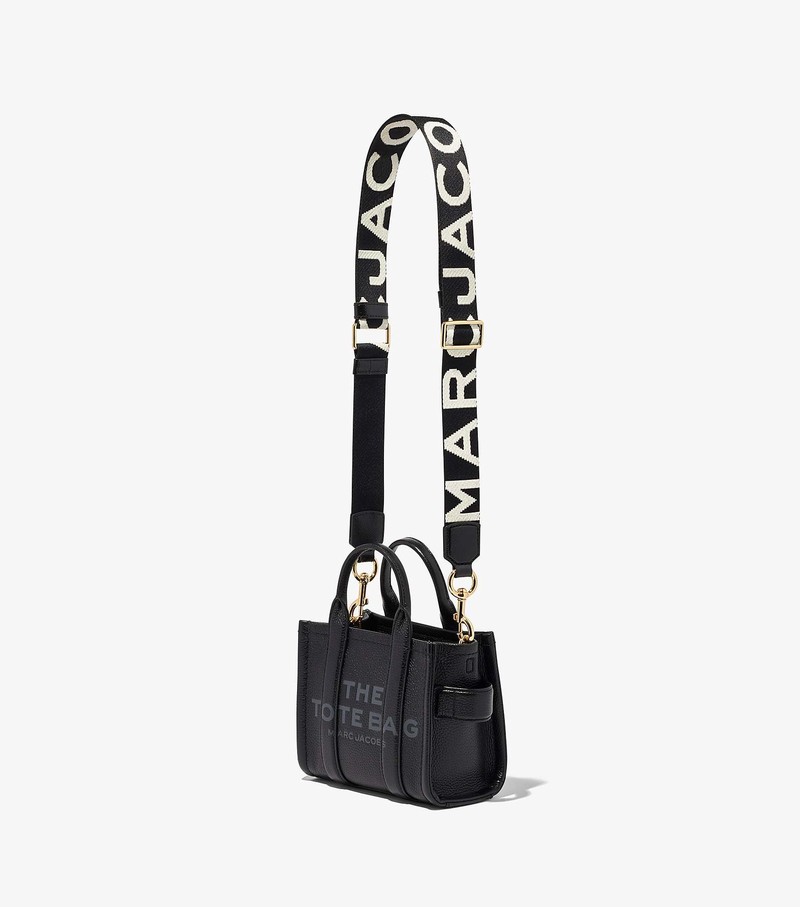 Women's Marc Jacobs Thin Logo Webbing Strap Bag Accessories Black / White | AEWVN-1038