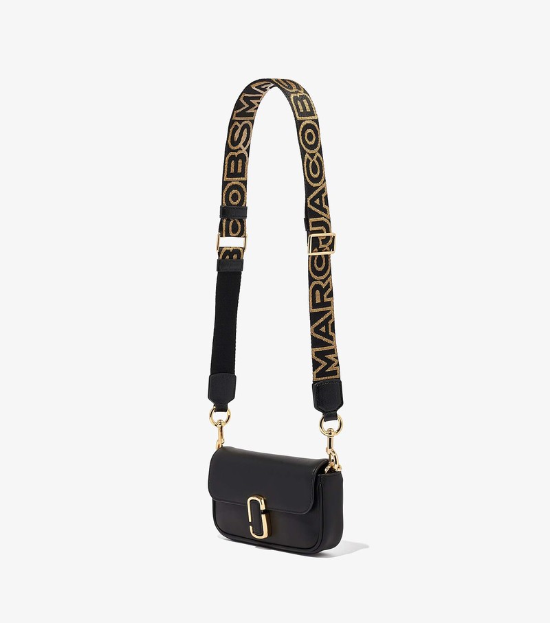 Women's Marc Jacobs Thin Outline Logo Webbing Strap Bag Accessories Black | KMLOH-8546