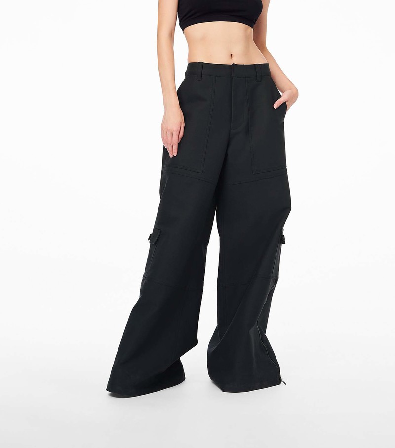 Women's Marc Jacobs Wide Leg Cargo Pants Black | REOCY-9017