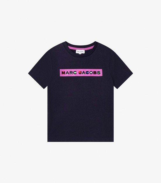 Kids' Marc Jacobs Mj Tee With Logo Detail T Shirts Navy / Pink | MYGVR-4697