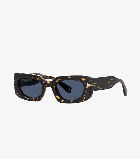 Women's Marc Jacobs Icon Rectangular Sunglasses Black / Orange | HFJAO-0316