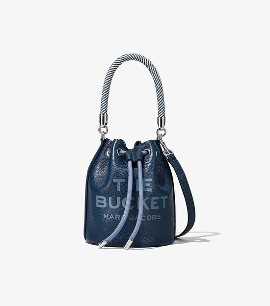 Women's Marc Jacobs Leather Bucket Bags Navy | RFWVX-5324