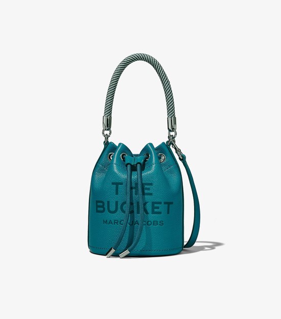 Women's Marc Jacobs Leather Bucket Bags Blue | ZQMRV-8570