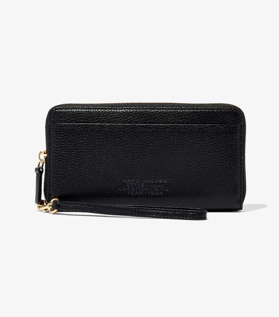 Women's Marc Jacobs Leather Continental Large Wallets Black | AEXDS-0725