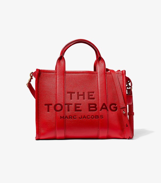 Women's Marc Jacobs Leather Medium Tote Bags Red | RGUPY-2408