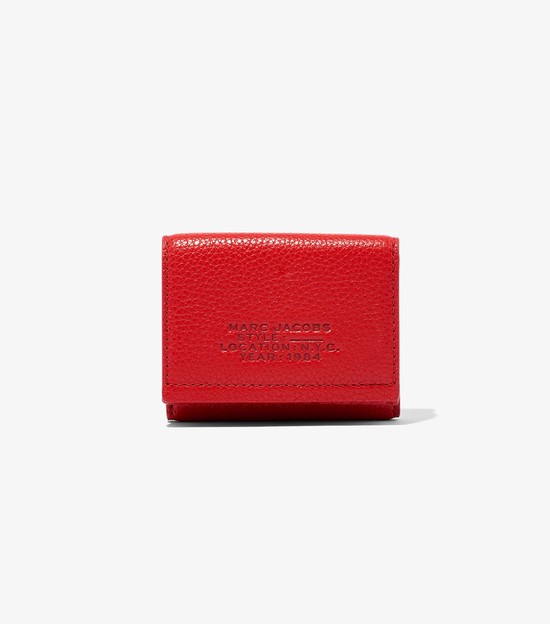 Women's Marc Jacobs Leather Medium Trifold Large Wallets Red | KDOMZ-2649