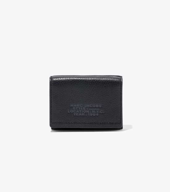Women's Marc Jacobs Leather Medium Trifold Large Wallets Black | RIPJN-9124