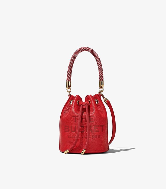 Women's Marc Jacobs Leather Micro Bucket Bags Red | LEUGY-5738