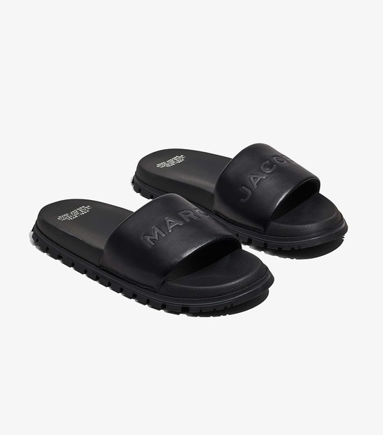 Women's Marc Jacobs Leather Sandals Black | LDOMT-4510