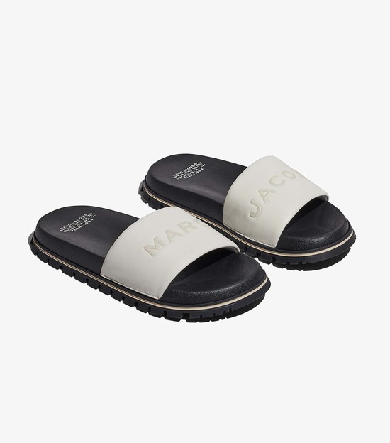 Women's Marc Jacobs Leather Sandals White / Black | CLQBV-0742